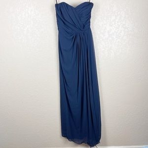 Dessy Collection midnight blue bridesmaid dress